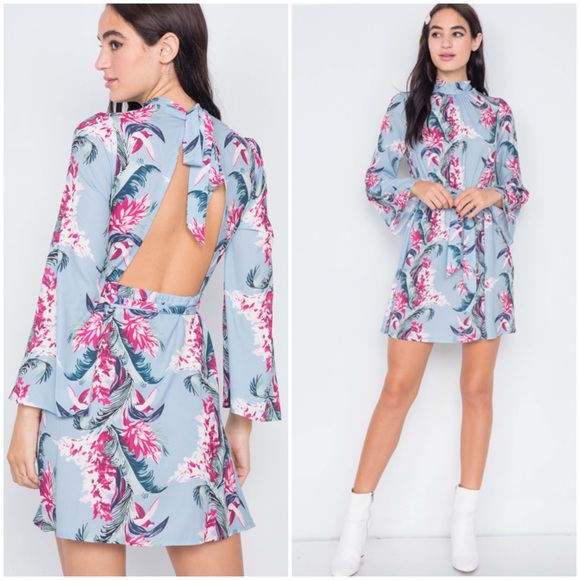 unbranded Dresses & Skirts - Floral Print Halter Open Back Mini Dress